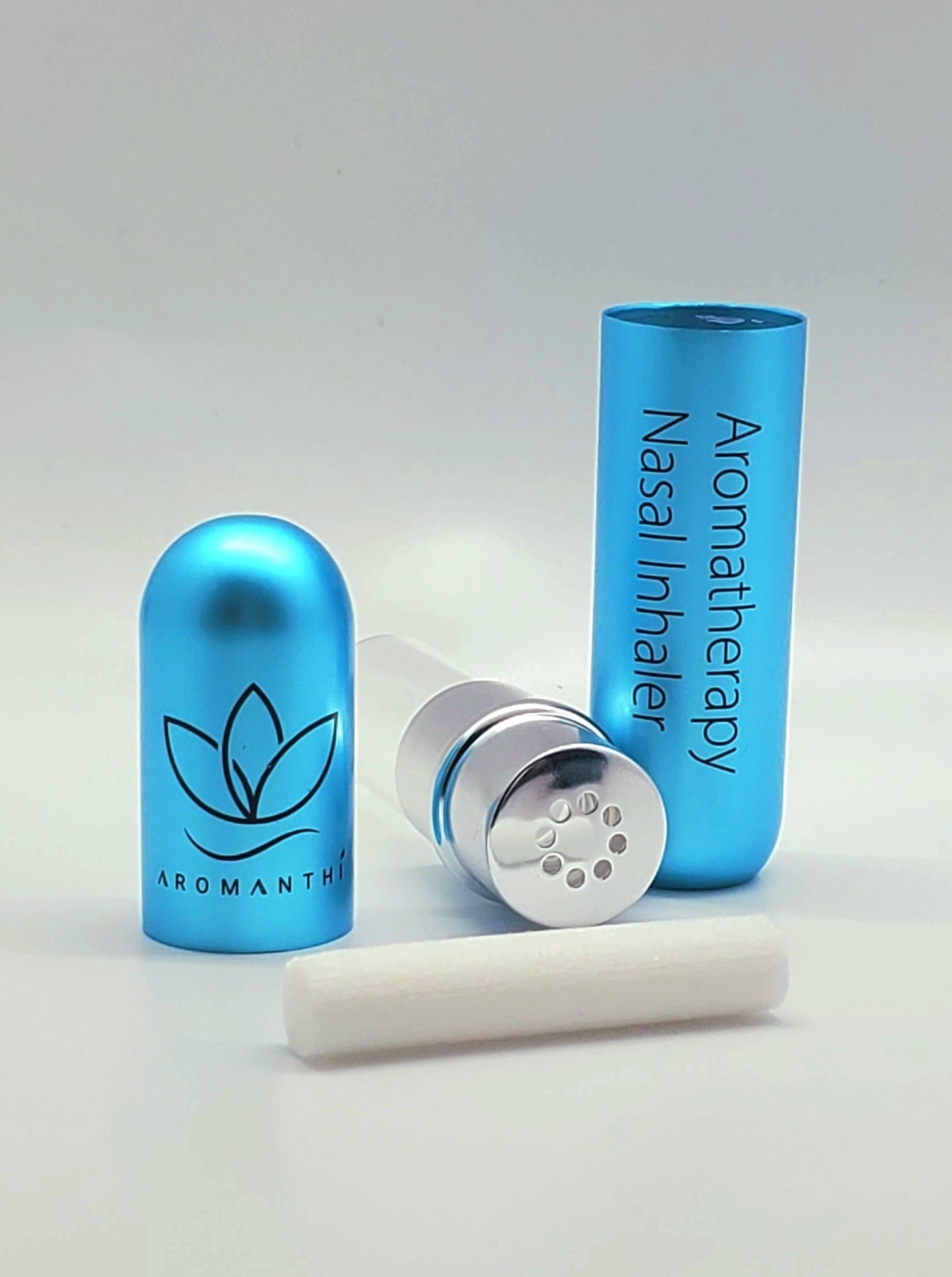 An image of all the aluminum casing, glass inhaler tube, and cotton wick for the sleep inhaler
