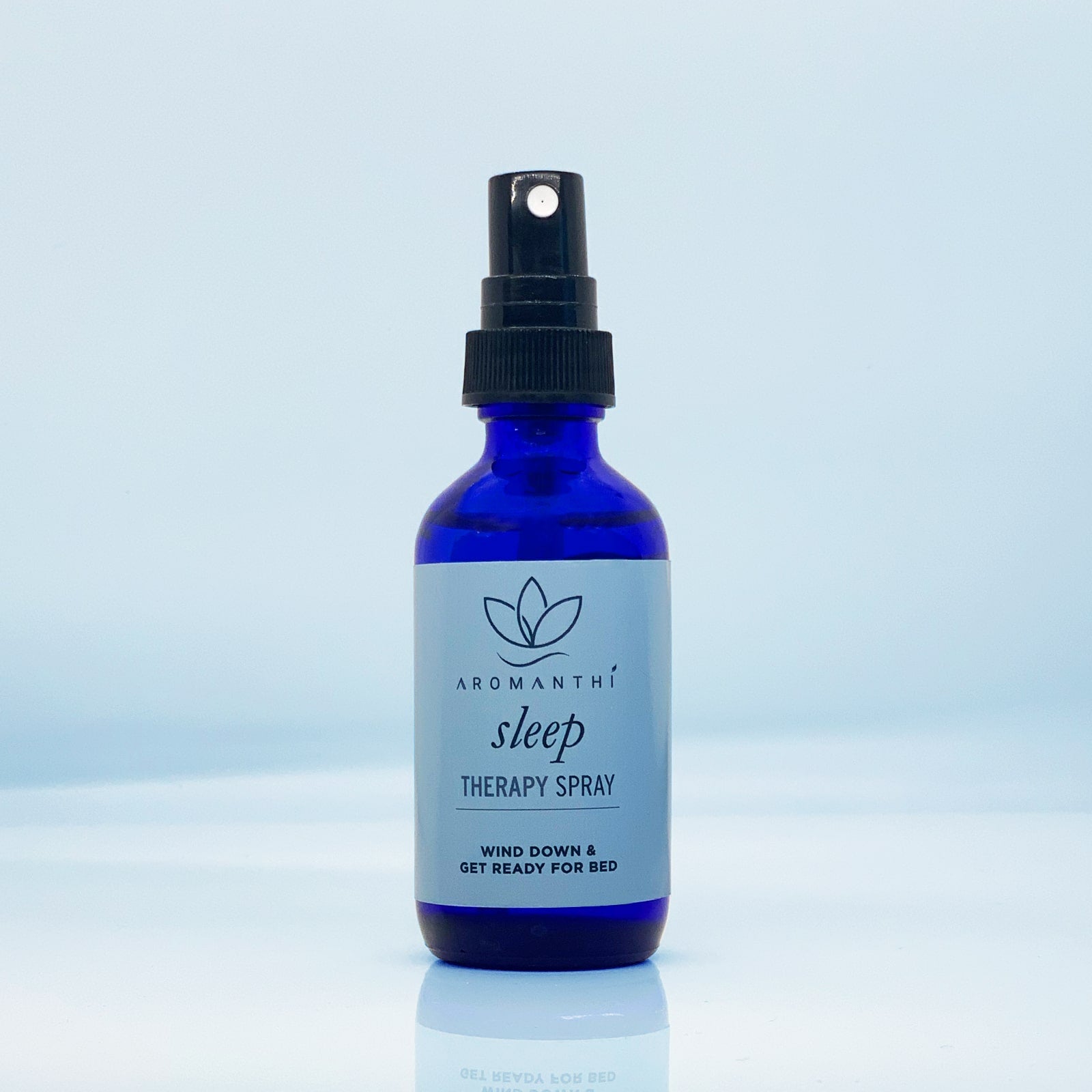 Sleep Therapy Spray - Aromanthi Clean Beauty and Wellness Shop. Made with essential oils like lavender and chamomile to bring the natural therapeutic benefits of healthier sleep rituals with aromatherapy. Shake and spray for simple self-care.